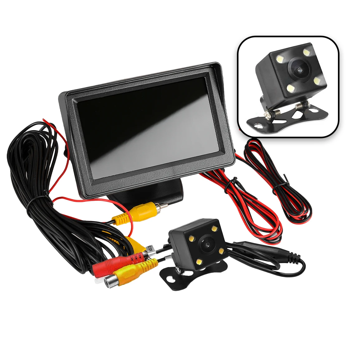 

Car 4.3'' Monitor + Mini Night Vision Reverse Reversing Camera Backup Rear View Parking Rearview Cam Kit 12V Fit for Universal