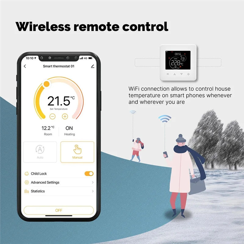 ABJO-Tuya Wifi Termostato Regolatore di Temperatura Ambiente Riscaldamento Acqua/Elettrico a Pavimento Caldaia a Gas Controllo App per Alexa