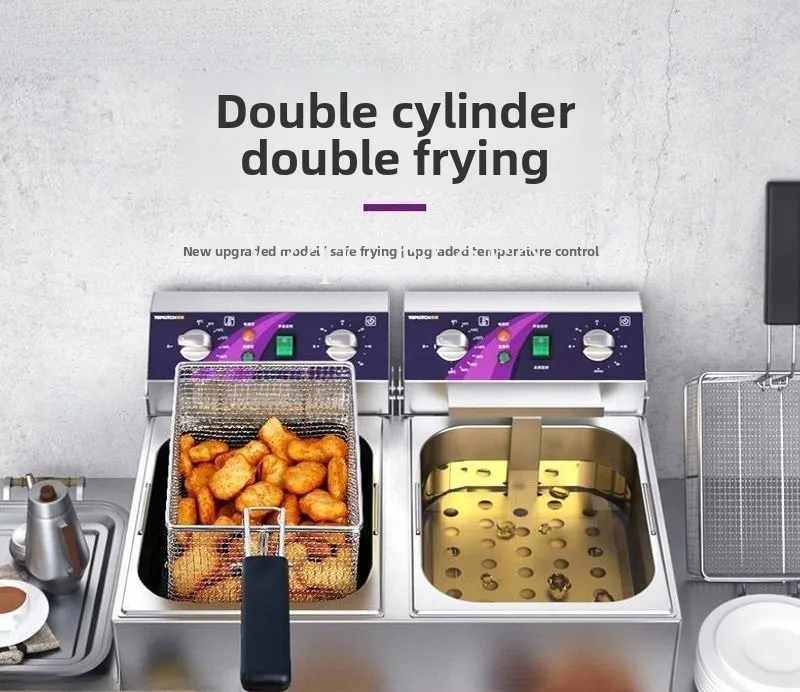 Electric fryer Commercial electric  Single double cylinder large capacity  Chicken chop skewer Thickened fryer