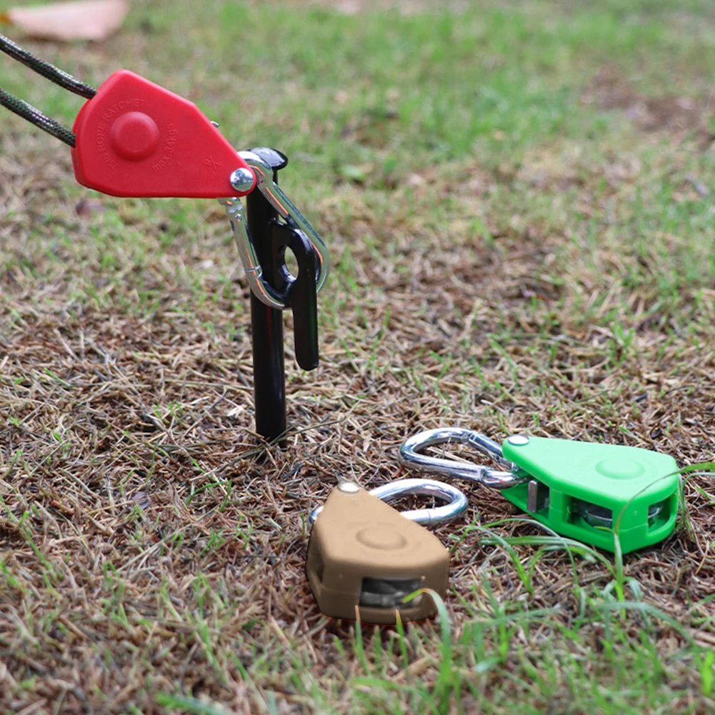 

Rope Hook Heavy Duty Pulley Ratchet Hanger Adjustable Cord Adjuster Fastener Windproof for Camping Canopy