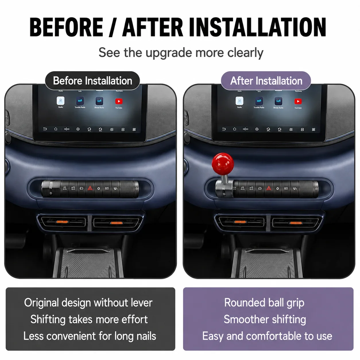 For BYD Dolphin Mini Dolphin Surf Gear Shift Knob Ball Handle Interior Upgrade Modification Accessories