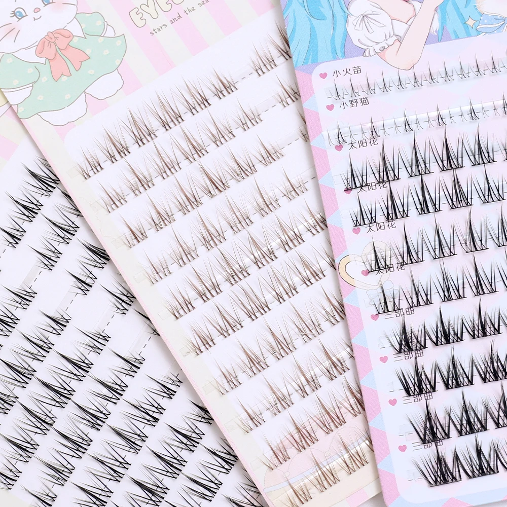 10 Rows Manga Cluster Eyelash Black Brown Individual Lashes Extension Soft Fluffy Clear Stem Segmented Grafting Eyelash Makeup