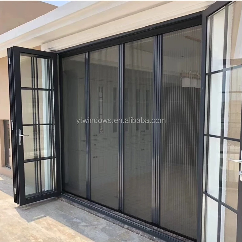 

Aluminium American Folding Accordion Door Energy Efficient Bi-Fold Exterior Entry Door Folding Glass Doors For Villas