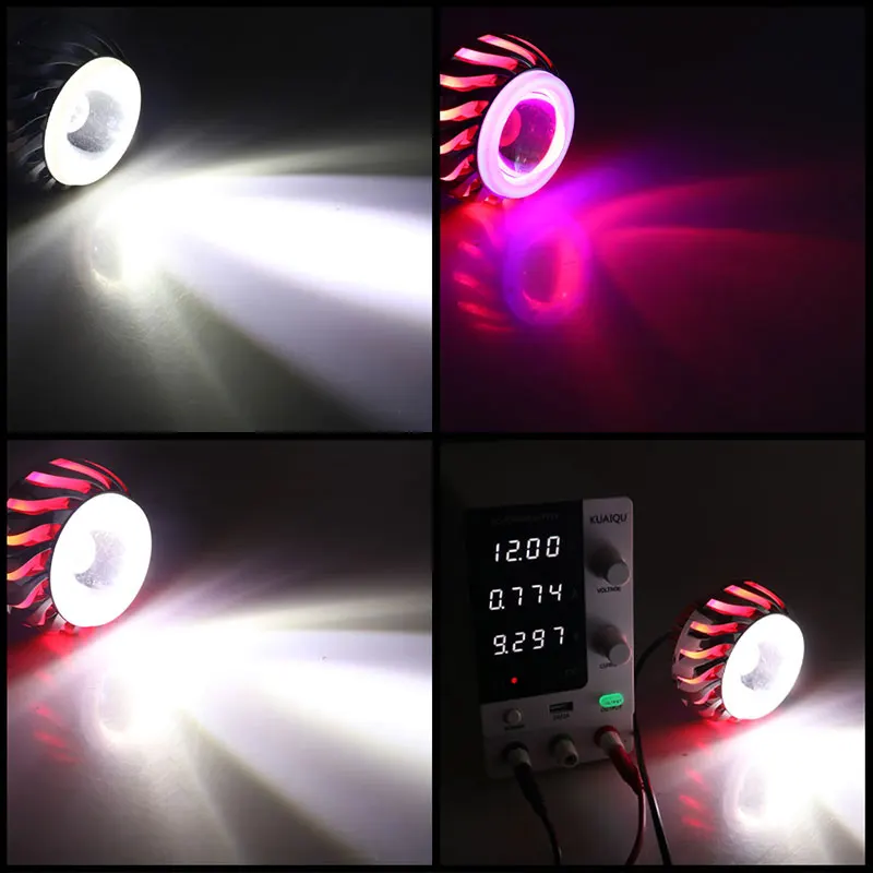 1pcs Car Motorcycle Headlight LED Angel Devil Eyes Headlight Projector Lens High/Low Beam Strobe Spotlight DRL Dual Halo Lamp