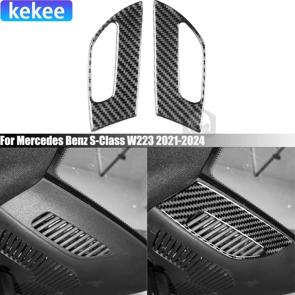 Carbon Fiber Car Recorder Sides Cover Sticker Car Accessories Interior Trim For Mercedes Benz Maybach S-Class W223 2021-2024