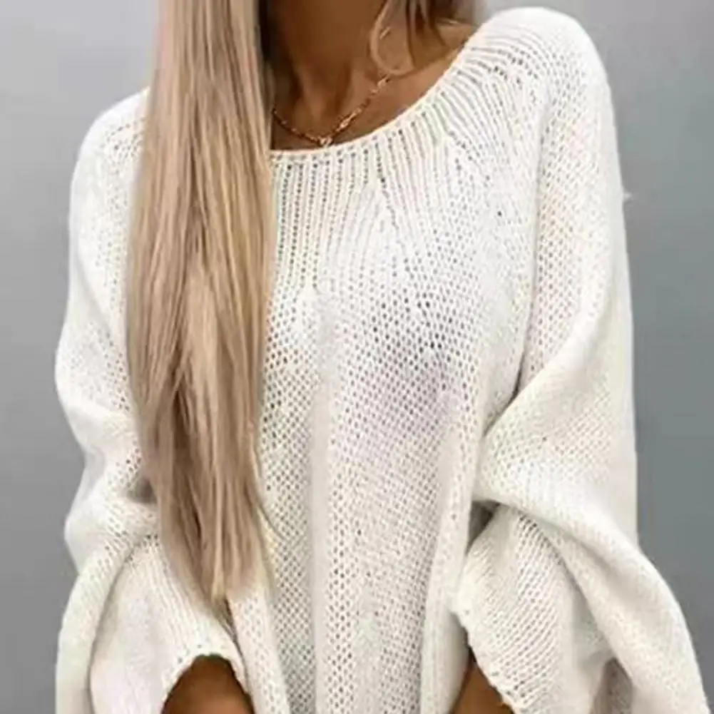 Knitted Women Solid Sweater Elegant Loose Batwing Sleeve Long Sweater 2024 Women Spring Warm Soft Pullover Fashon Streetwear