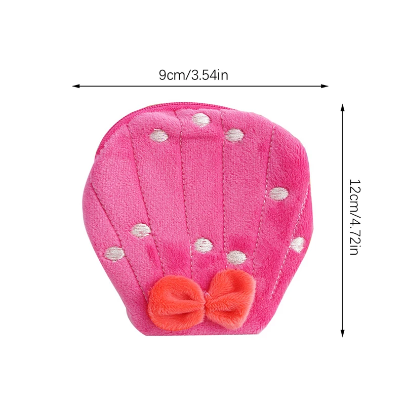 Cute Scallop Plush Coin Purse Keychain Wallet Candy Earphone ID Credit Card Storage Bags USB Data Cable Pouch Holder Bag Pendant