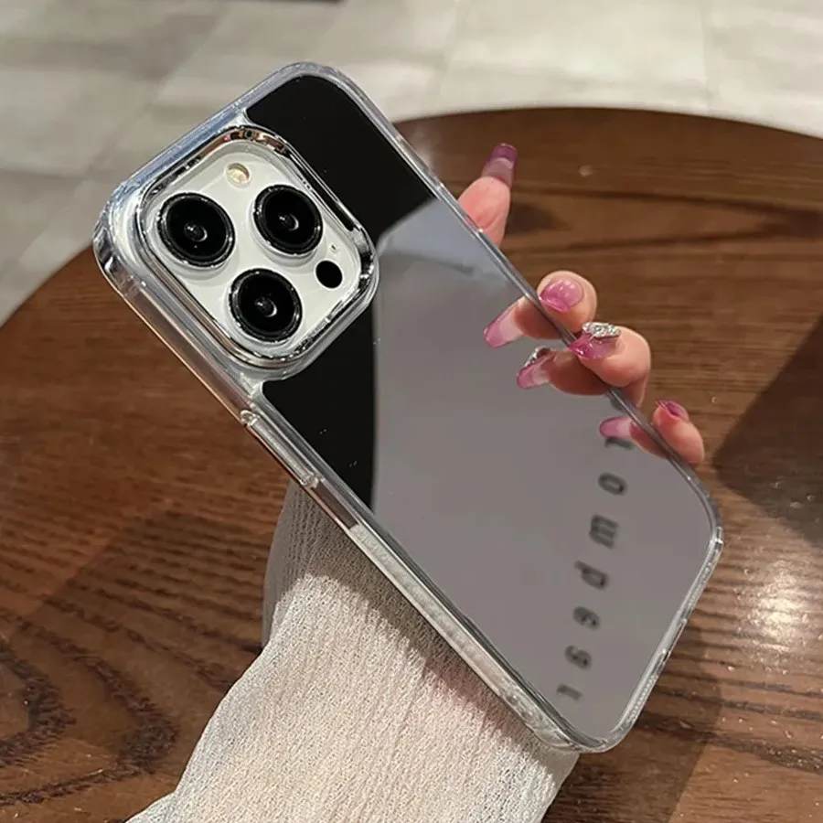 الفاخرة الاكريليك مرآة لوضع مساحيق التجميل جراب هاتف آيفون 17 16 15 14 13 12 11 برو ماكس XS X XR تصفيح للصدمات الغطاء الخلفي #2