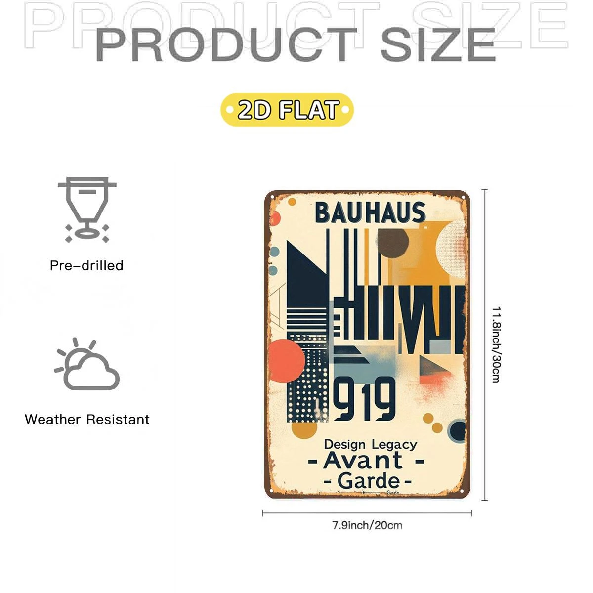 2D Flat 1pc, Bauhaus 1919: Design Legacy of The Avant-Garde, Metal Lron Sign, Size(8