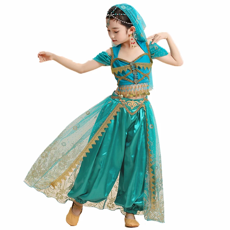 

New Children's Belly Dance Clothing Set Princess Bollywood Indian Dance Girl Performance Costume Bollywood Kids Stage Outfit