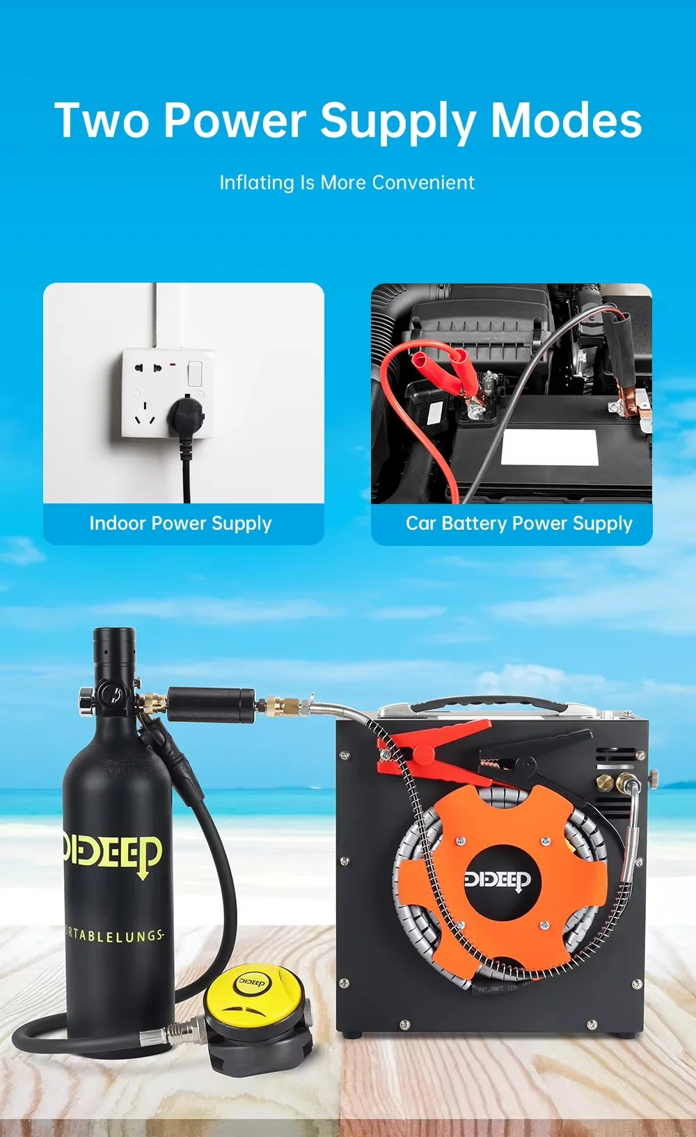 12V/110V/220V In Acciaio Inox di Alluminio Pompa per Pneumatici per Auto Portatile Bombola per Immersioni Subacquee Gonfiatore Gonfiaggio Veloce SUV Viaggi