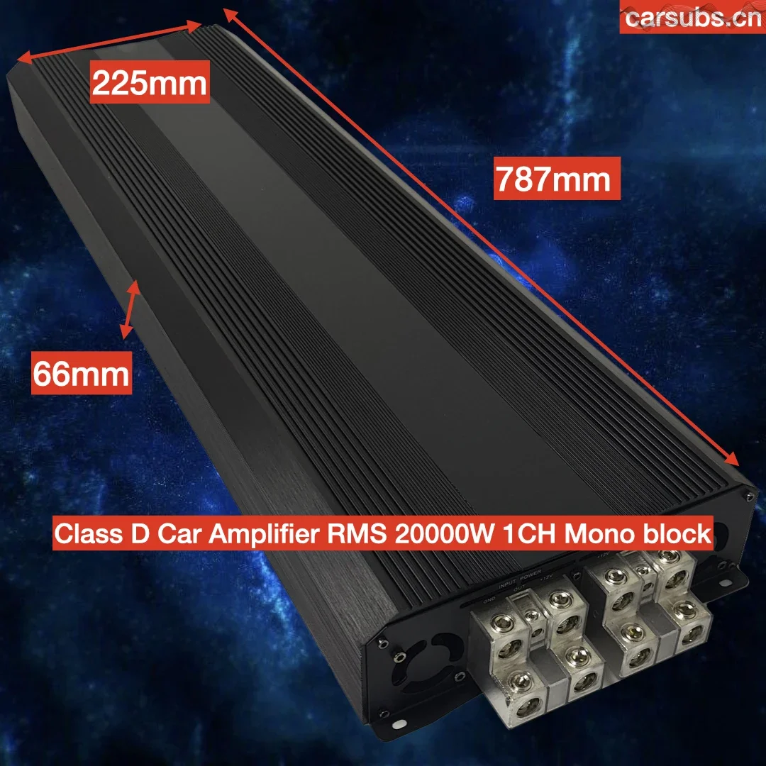 20K Brazilian Style  1 Ohm Car Subwoofer Amplifier RMS 20000W 1Ch Mono Peak 40000W Full Range Strong Bass Car Amplifier Class D