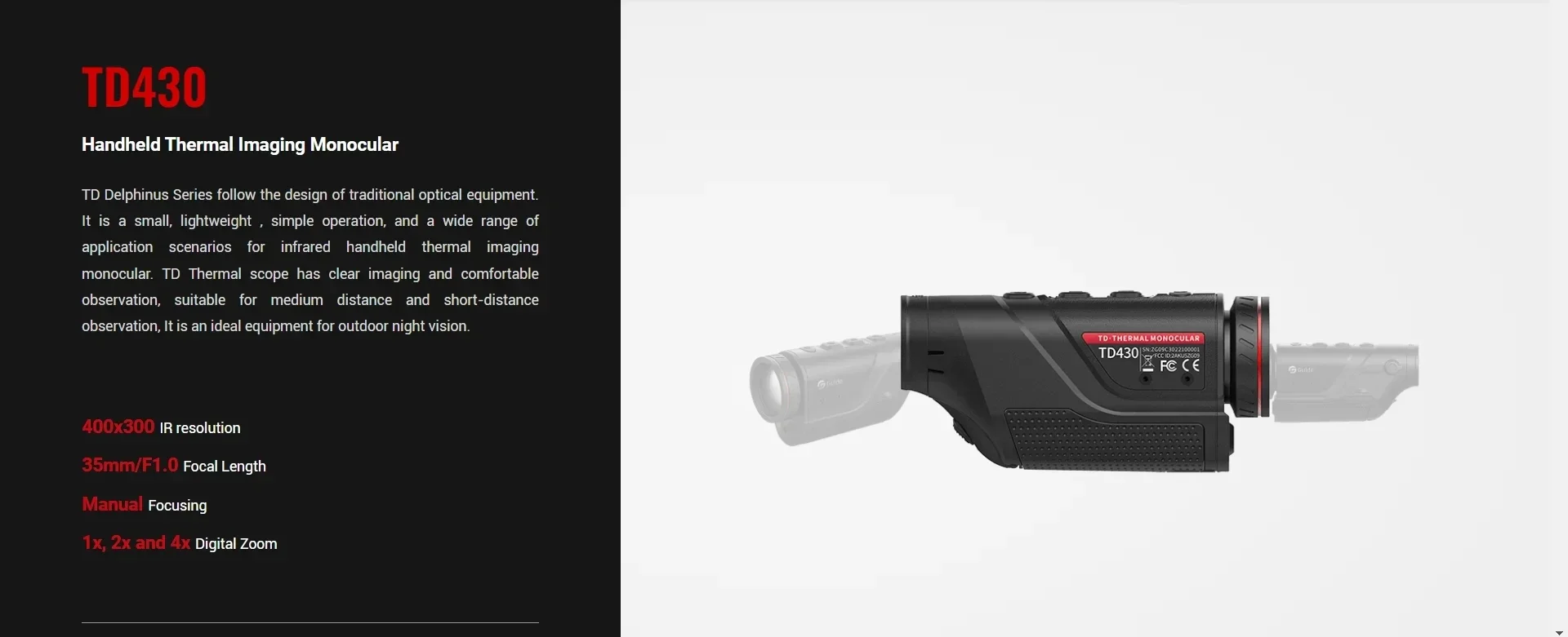 2026 Guide TD430 Compact Thermal Imaging Monocular for Use with Clamp Meters
