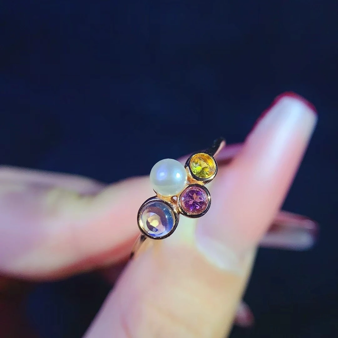 KJJEAXCMY New Women's Ring | Natural Moonstone with S925 silver , electroplated process, high-clarity Gems support testing