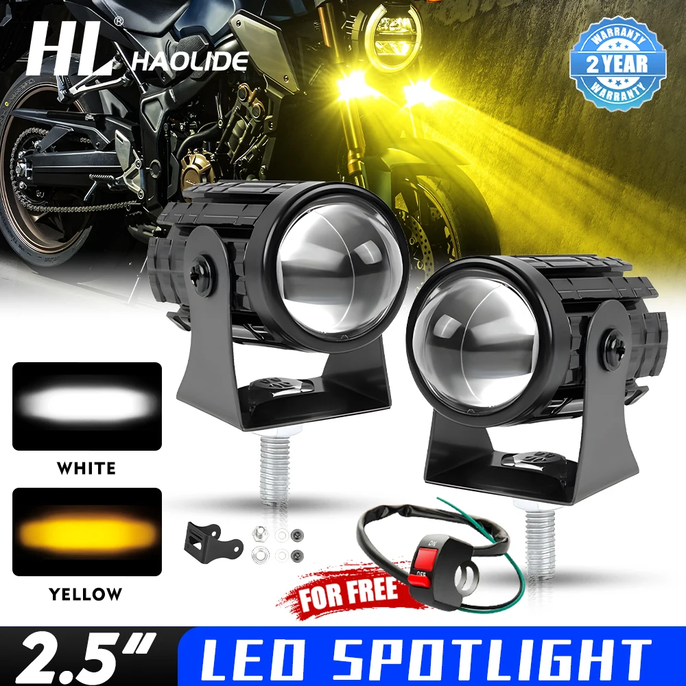 

HL Motorcycle LED Fog Lights ATV Driving Fog Light Auxiliary Spotlight Projector Lens Super Bright Electric Motor Fog Lamp 12V