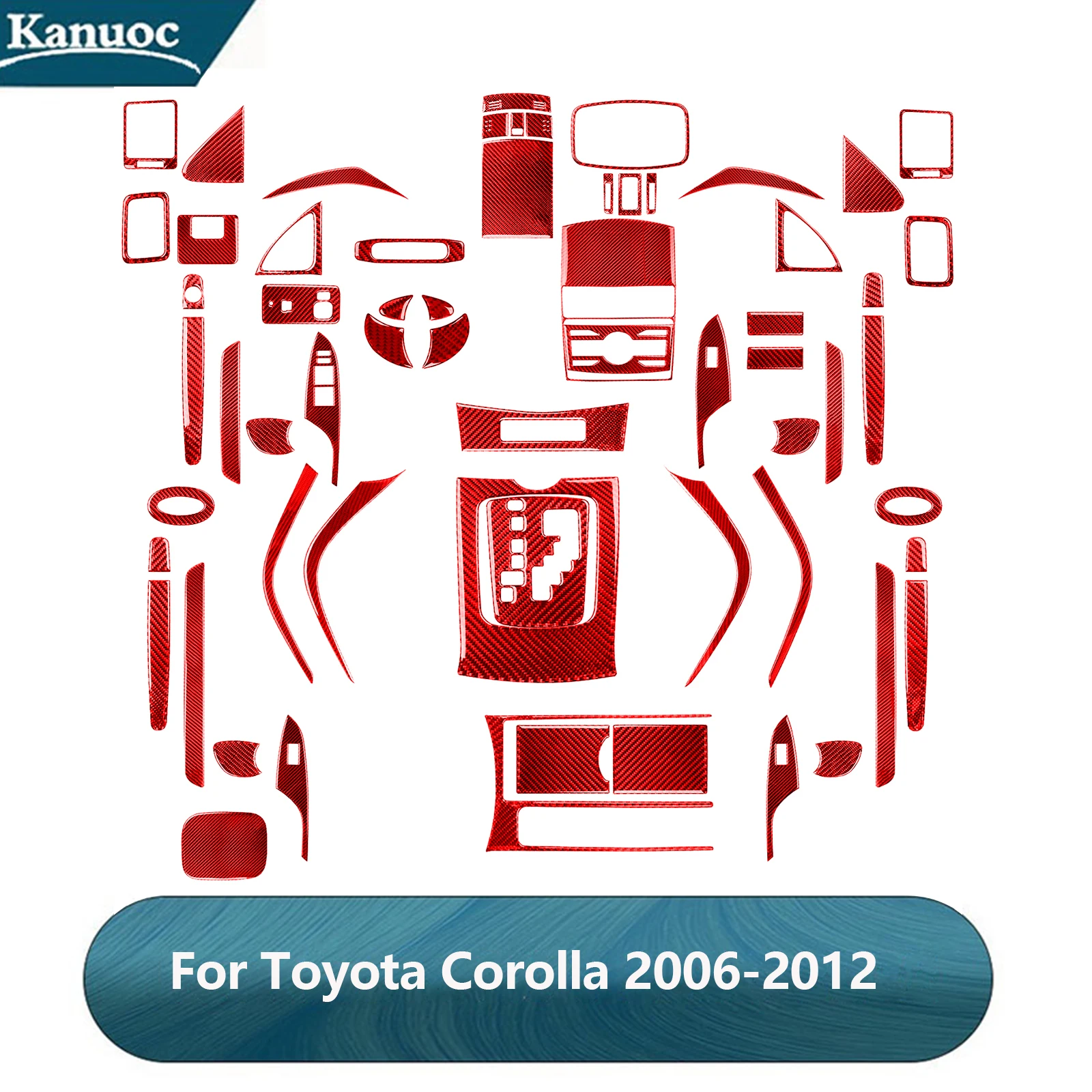 

Carbon Fiber Decorative Car Various Parts Cover Trim Sticker For Toyota Corolla 2006 2007-2012 Red Interior Accessories Stickers