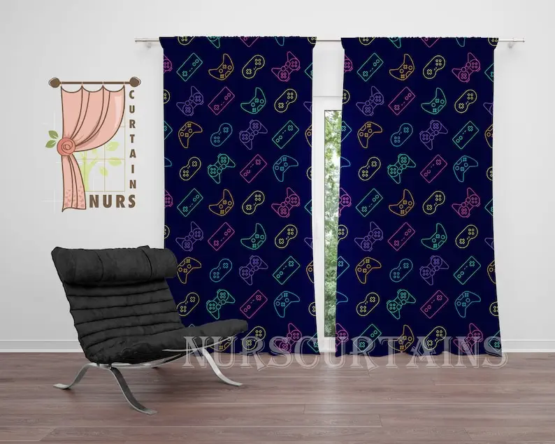 

Gaming Blackout Curtain: Colorful Game Controller Pattern