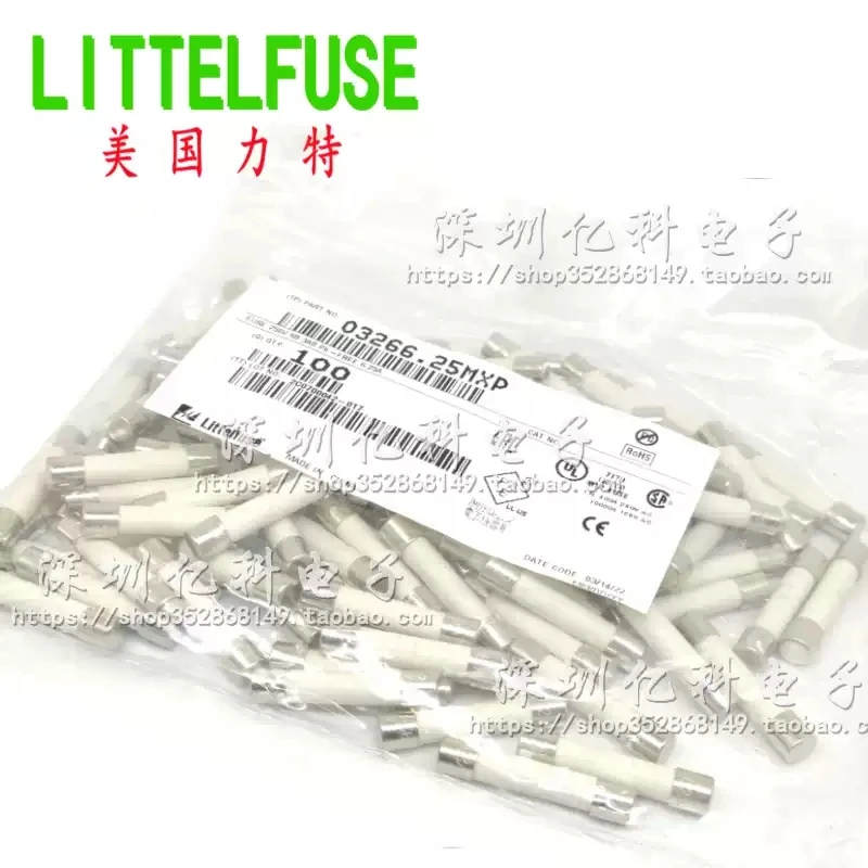LF.6.25A/250VP imported Lite 6 * 32 slow melting ceramic fuse tube 326 series 03266.25MXP