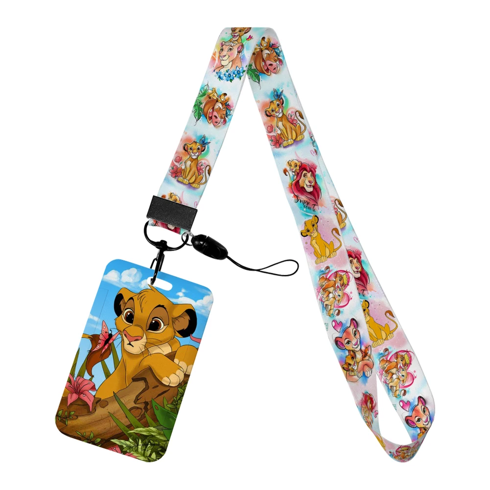 Il Re Leone Simba Disney Tracolla Cordino Film Ragazzi Copertina della carta Cartoon Porta badge Carta d'identità Studenti Appendere la corda Regali