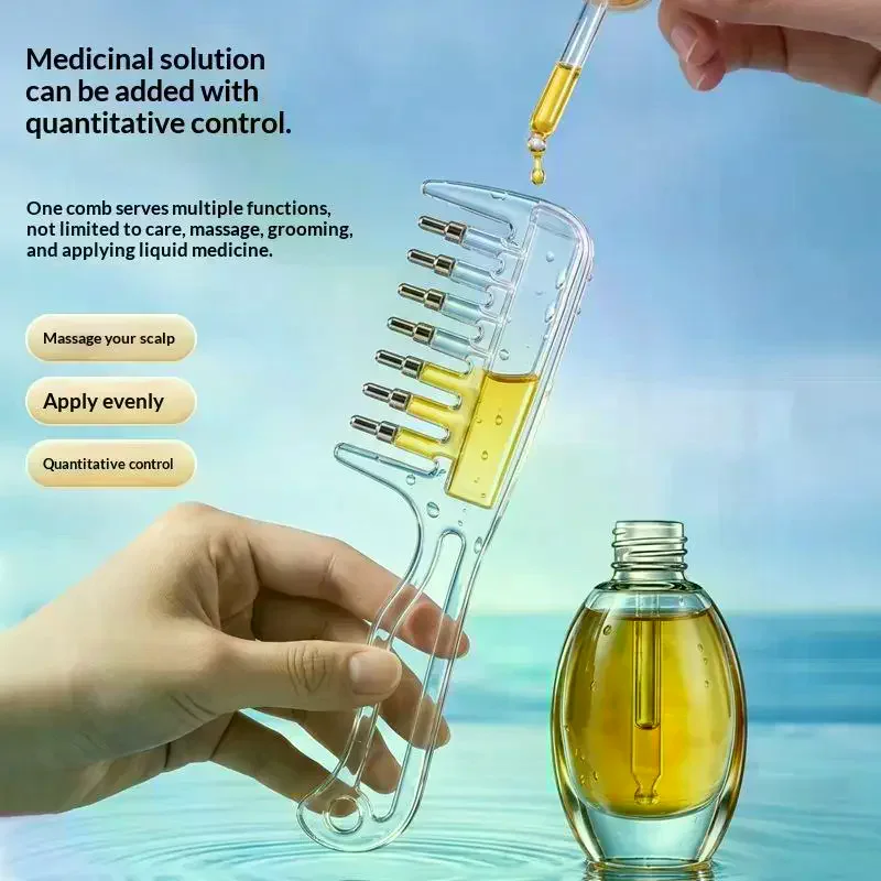 Portable Transparent Essential Oil Applicator Hair Root Comb Liquid Guide Scalp Massage Anti Leak Hair Care Tool
