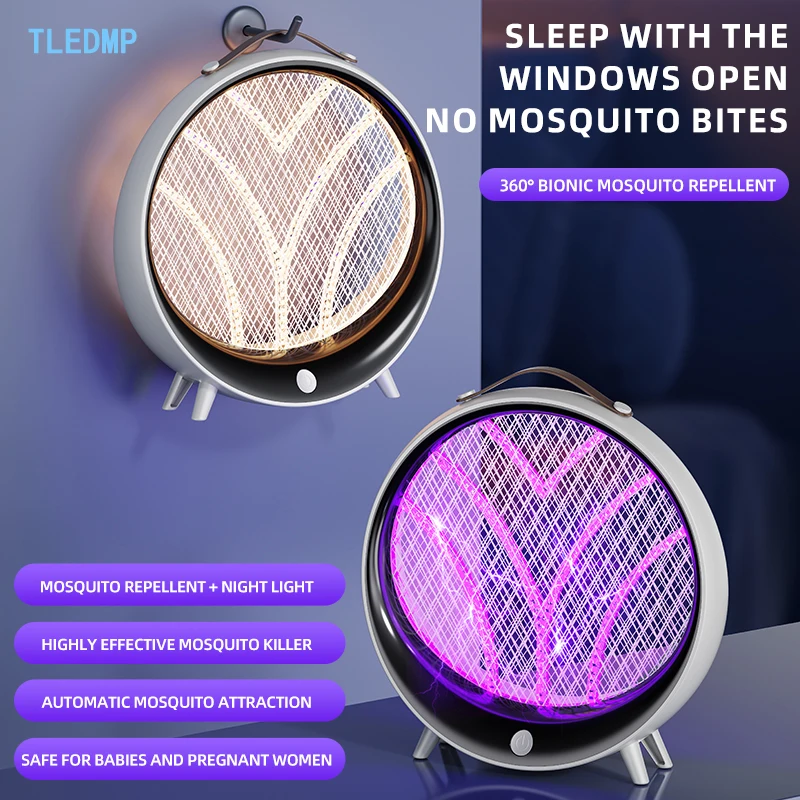2in1 Mosquito Killer Lamp Multifunctional Mosquito Killer Device Rechargeable Bug Zapper Electric Fly Swatter for Indoor Outdoor