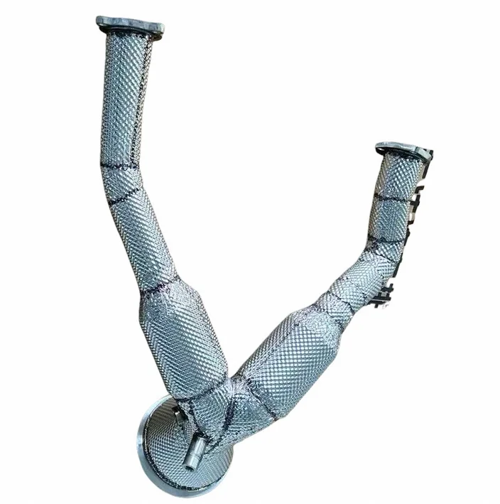 

High Quality Exhaust Downpipe for EA839 Engine A6 C8 Muffler Stainless Steel Heat Shield Exhaust Catted Downpipe System