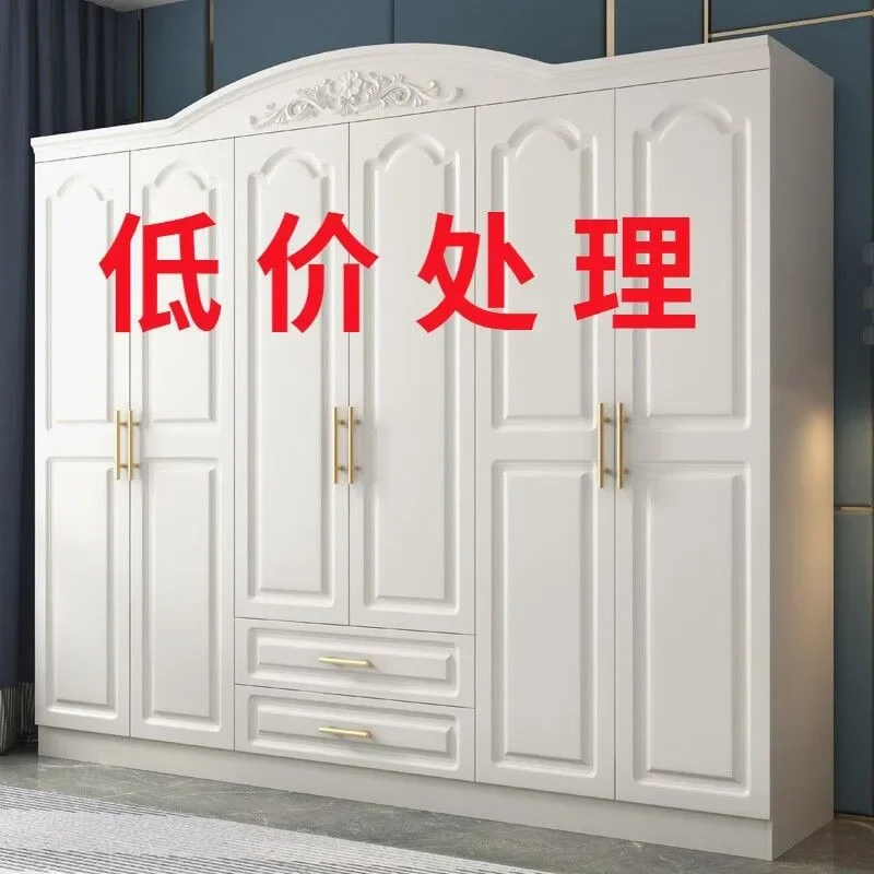 European wardrobe plus top cabinet, simple and modern economical plate type, white combination side cabinet