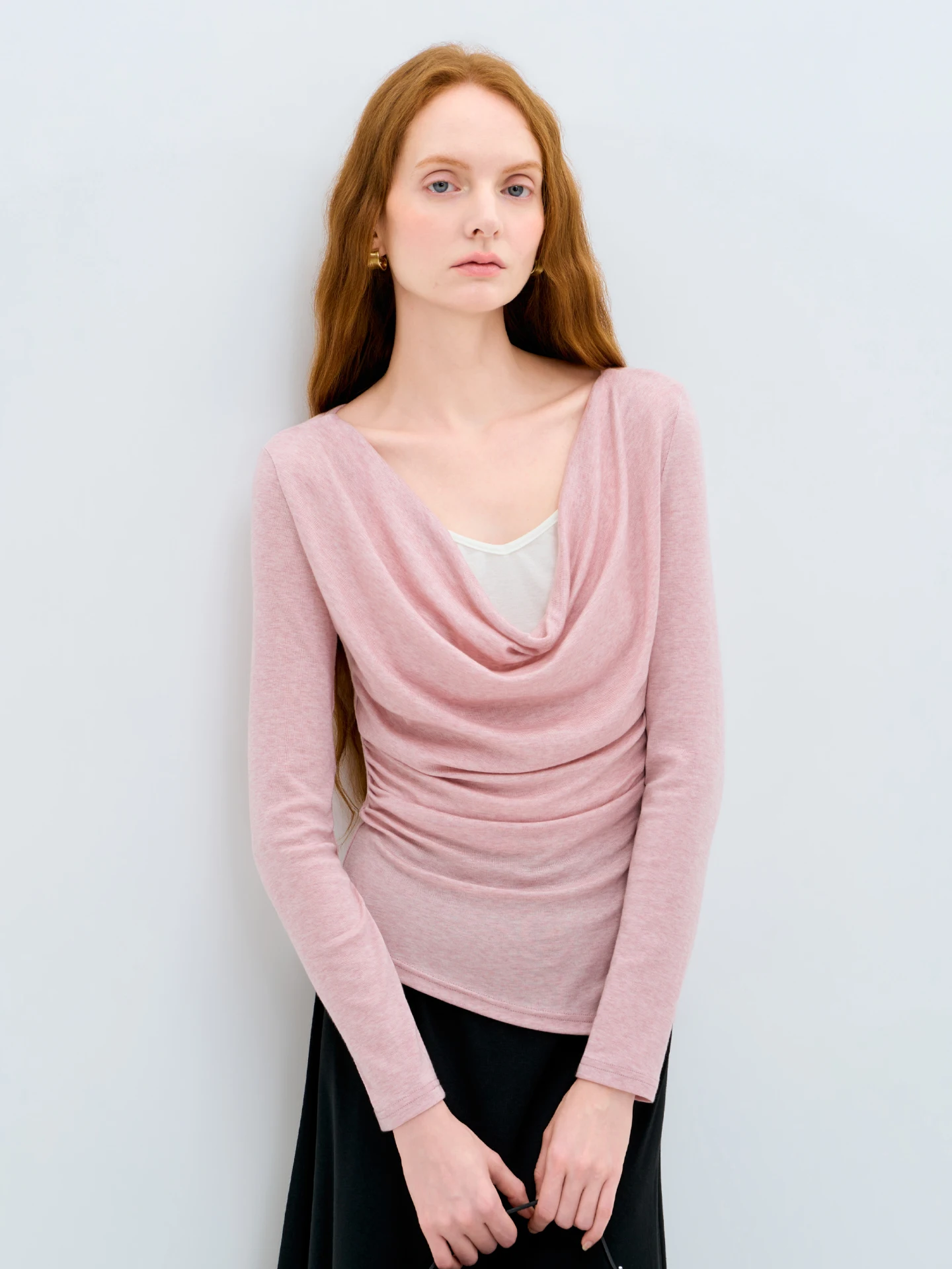 

Топ LIMONN из мягкой шерсти с плиссировкой и заниженной линией плеча, облегающий, для женщин, для повседневной носки, весна 2026, длинный рукав...