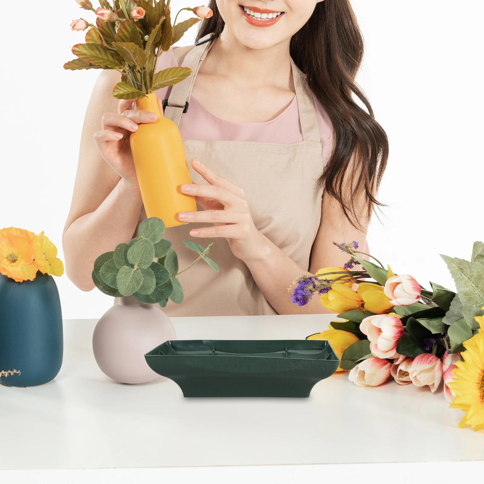 

2 Pcs Flower Mud Holder Floral Arrangement Bowl Foam Material Plastic Tray Base