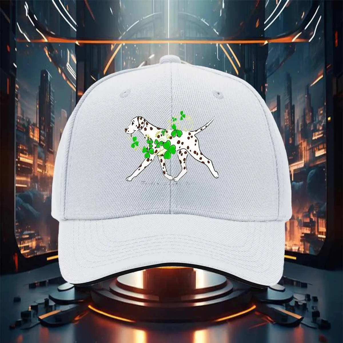 Dalmatian Shamrock Baseball Cap Unisex Casual Polyester Curved Brim Hat St Patrick Day Adjustable