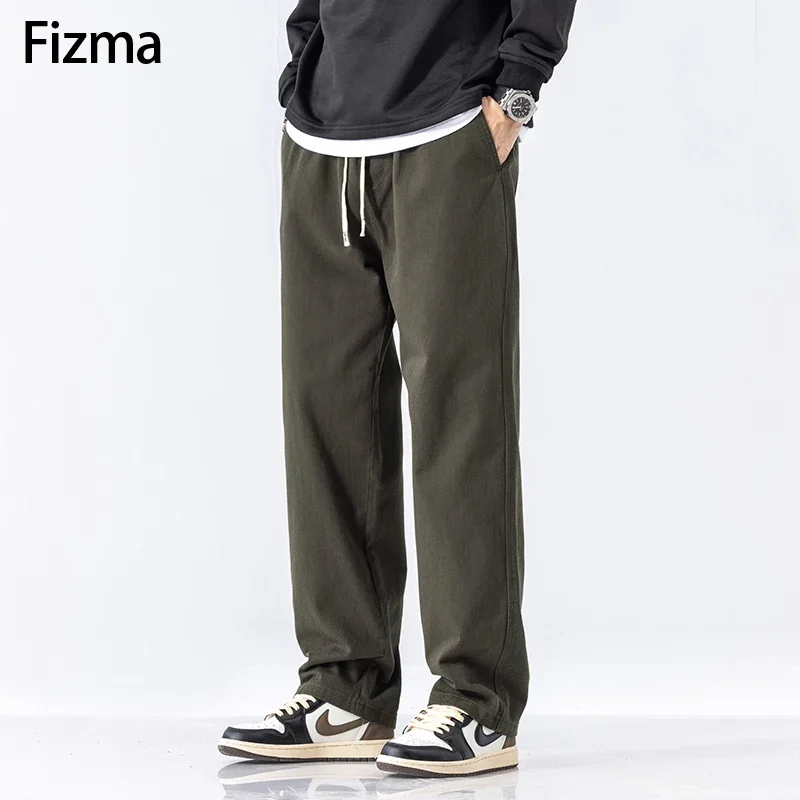 Fizma เสื้อผ้าผู้ชาย 4 สีคลาสสิกฤดูใบไม้ร่วง Casual VINTAGE Cargo กางเกงแฟชั่น Baggy กางเกงชายกางเกงผ้าฝ้ายสําหรับชาย