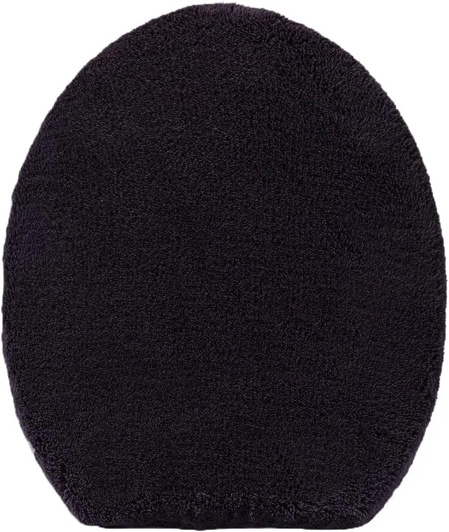 

Soft Microfiber Toilet Lid Cover Absorbent Black Elastic Fits Most Standard Toilets