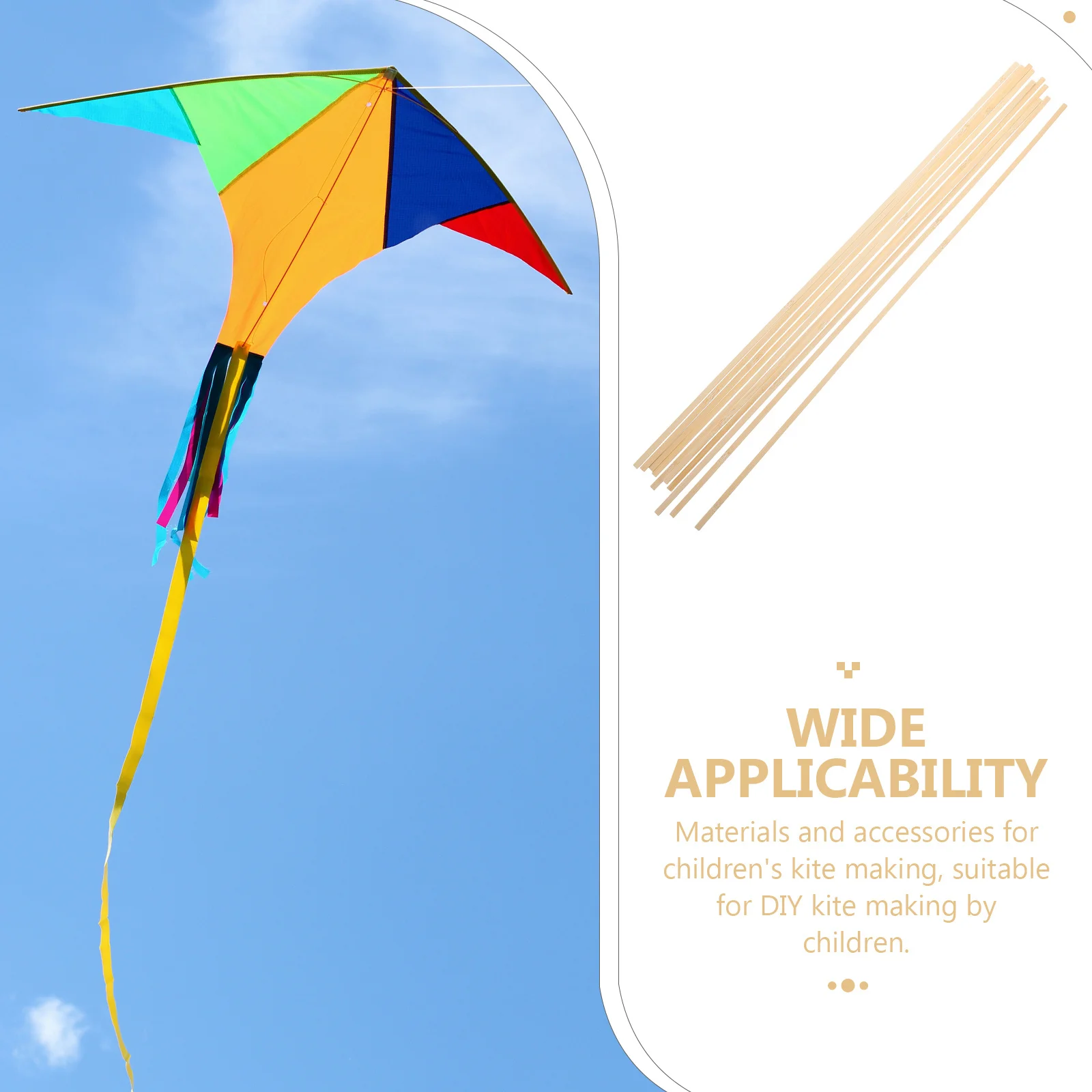 Varillas de bambú con marco para cometas, pasadores finos de madera, bricolaje, fabricación de cometas para niños, suministros para manualidades, varillas de bambú para manualidades al aire libre, 10 Uds.