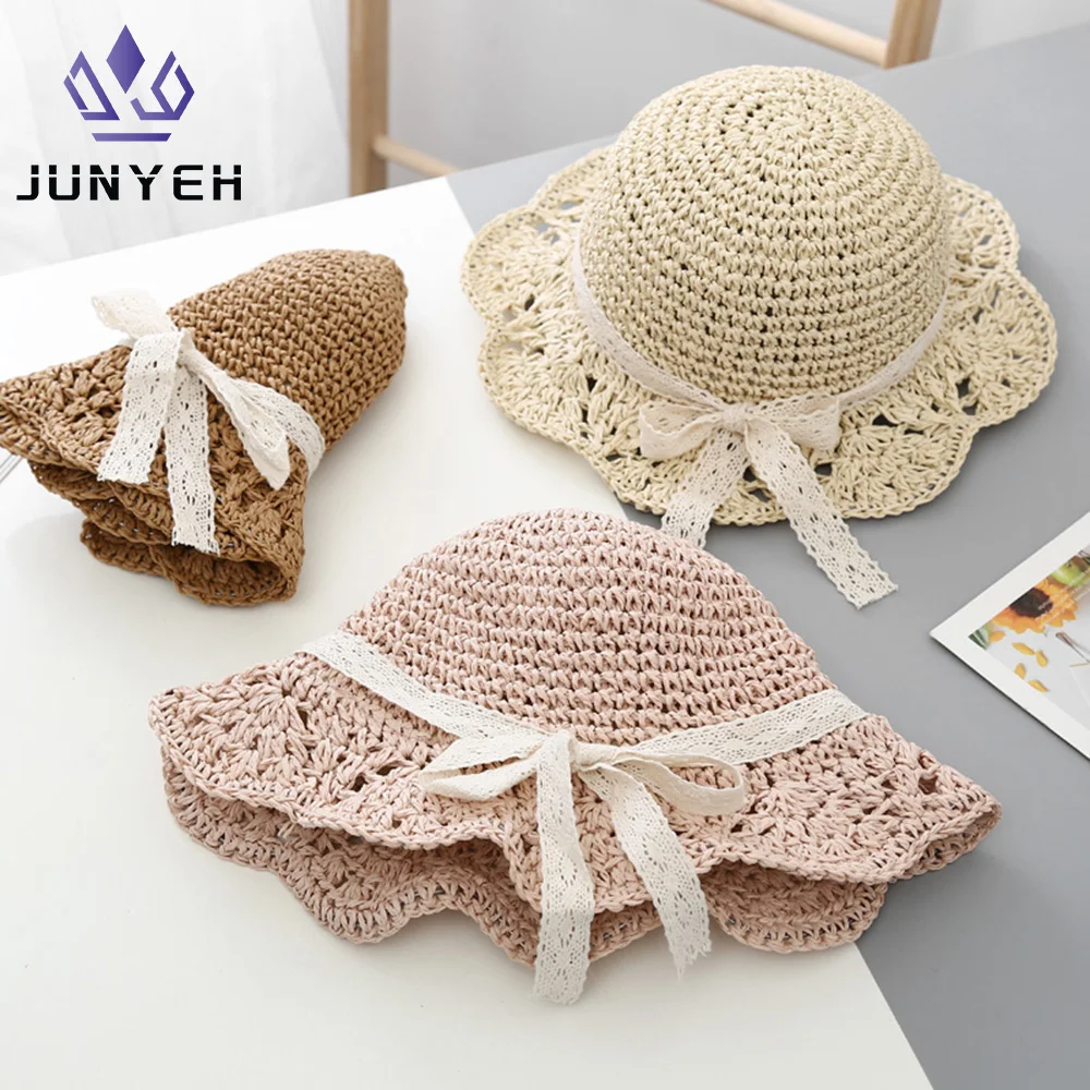 

Children's Fisherman Hats Baby Toddler Girls Straw Sun Caps Summer Beach Sun Protection Hat For Kids 1-5 Years