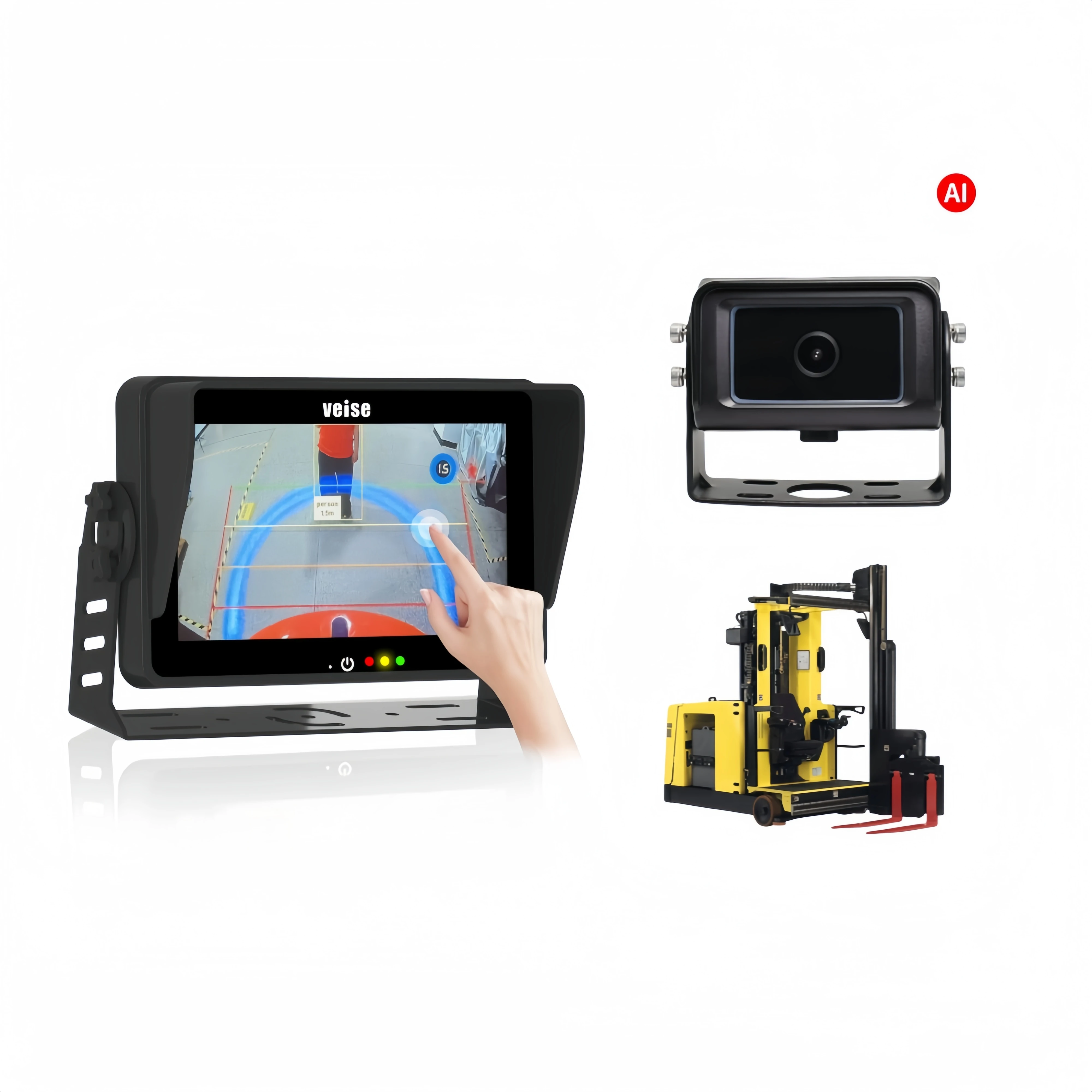 

VEISE AI Forklift Camera Forklift Safety Device Pedestrian Detection Rear View Backup Camera With Screen For Forklift Truck