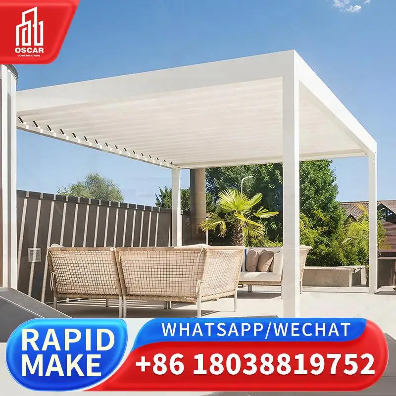 

Outdoor Aluminium Louvered Sunshade Gazebo for Garden Backyard Patio pergola