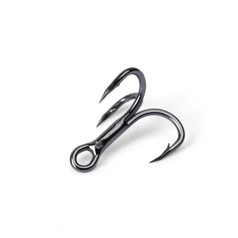 

1 OUTKIT 10pcs 3x SLOT Strong Super Sharp Round Treble Hook Antirust High Carbon Steel 10-18# Treble Hooks Fishing Tackle