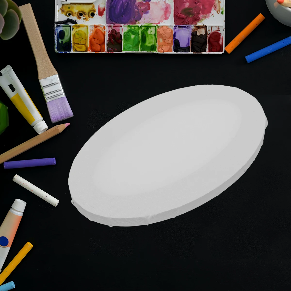 

2pcs Oil Painting Panel Acrylic Canvas Drawing Board For Students Irregular Shape Oval White 20X30Cm Durable Cotton Painting