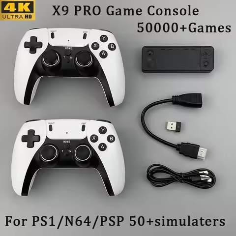 X9 PRO Retro Game Stick Video Game Console 4K TV HD 50000 Games 50+ Emulators For PS1/PSP/SFC/N64 Dual 2.4G Wireless Controller