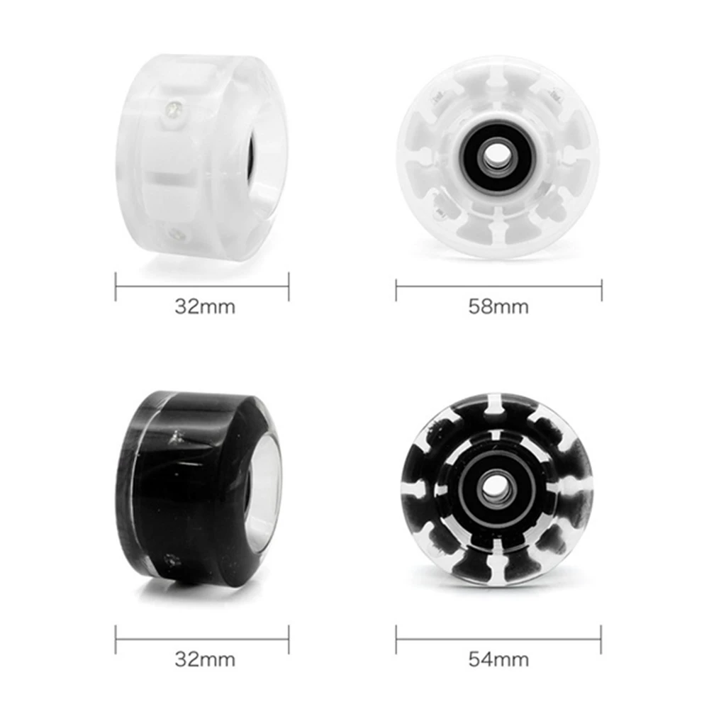 Lot de roues clignotantes résistantes à l'usure pour skateboard, 8 tuyaux, dimensions 32x58mm, 4 pièces