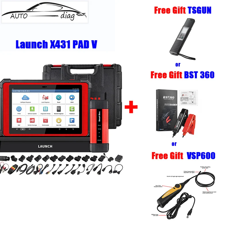 

LAUNCH X431 PAD V Online Programming Car Diagnostic Tools Full Systems ECU Coding Key Programmer With X431 VSP600/ BST360/TSGUN