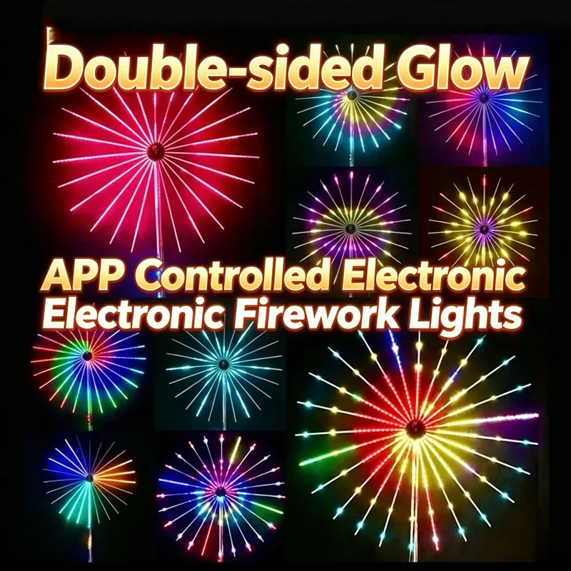 2026 Firework Lights, Sound Activated Dancing Lamp, 24 Strips, Double-sided Glow, Spring Festival Outdoor Decoration