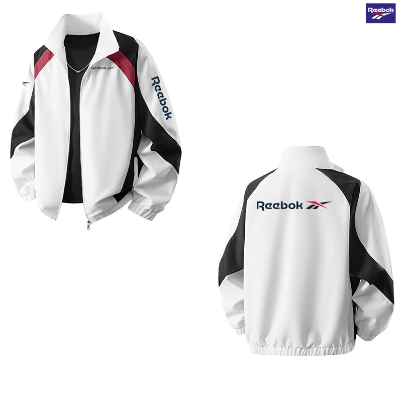 Reebok Slim Men's Patchwork Color Block Jacket - Lightweight, Casual, Windproof, Wear-resistant, Comfortable and Loose Fit, Can