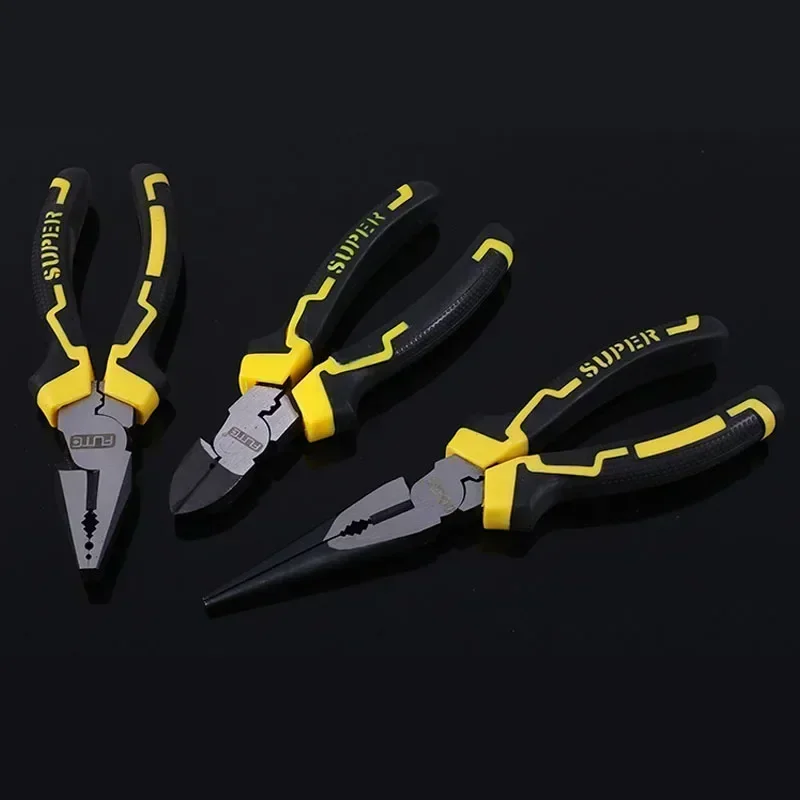 FUTE 6/8 Inch Wire Pliers Sharp Stripping Pliers Diagonal Plier Vice Rubber Handle Multifunctional Labor-saving Hardware Tools