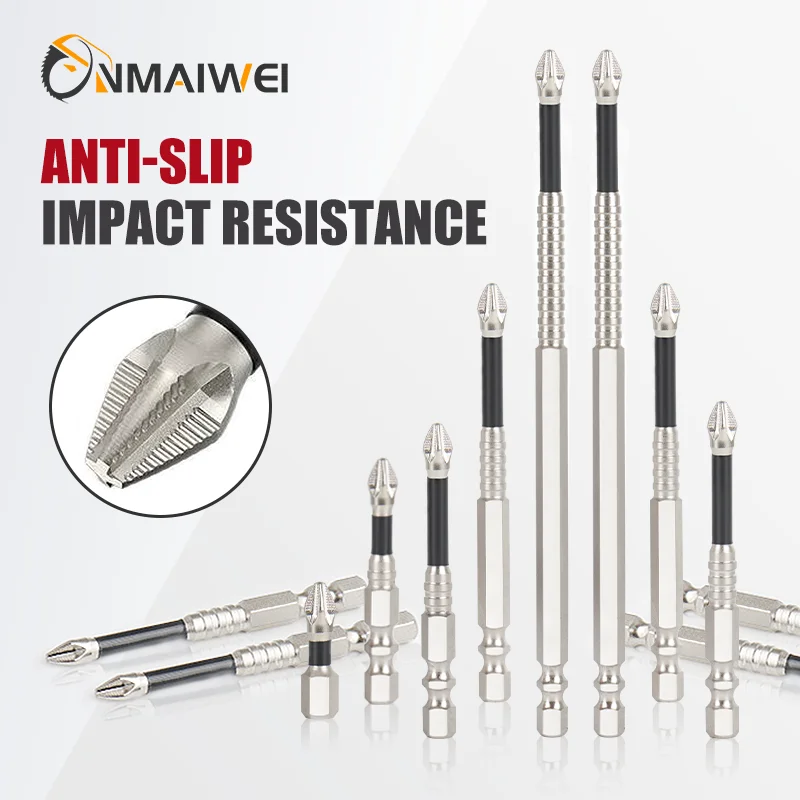 K5 Impact Screwdriver Bit Anti-Slip Cross  Head S2 Strong Magnetic 5A Black Magnetic Electric Drill Screwdriver