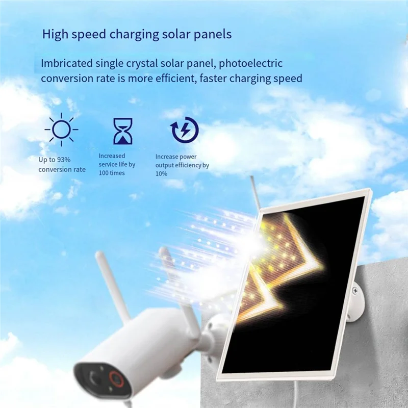 ABSE-New 10W 5V Monocrystalline Solar Panel DC+Type-C For Low Power Camera/Ring Camera/Stand-Up Camera