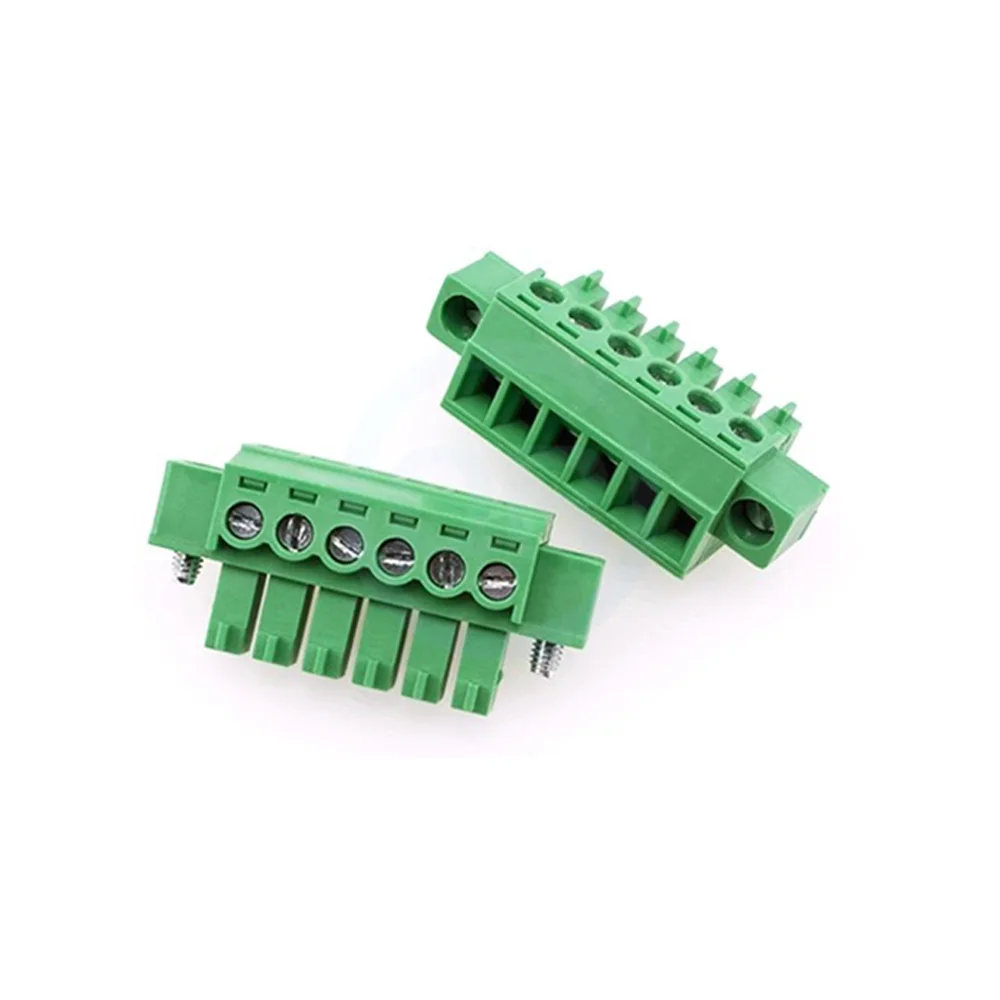 (5 PCS) KF2EDG KF15EDG 3.81mm plug-in terminal 2EDGKM VM RM 3.81 Right Angle straight pin plug with screw fixation/ear 2~24Pin