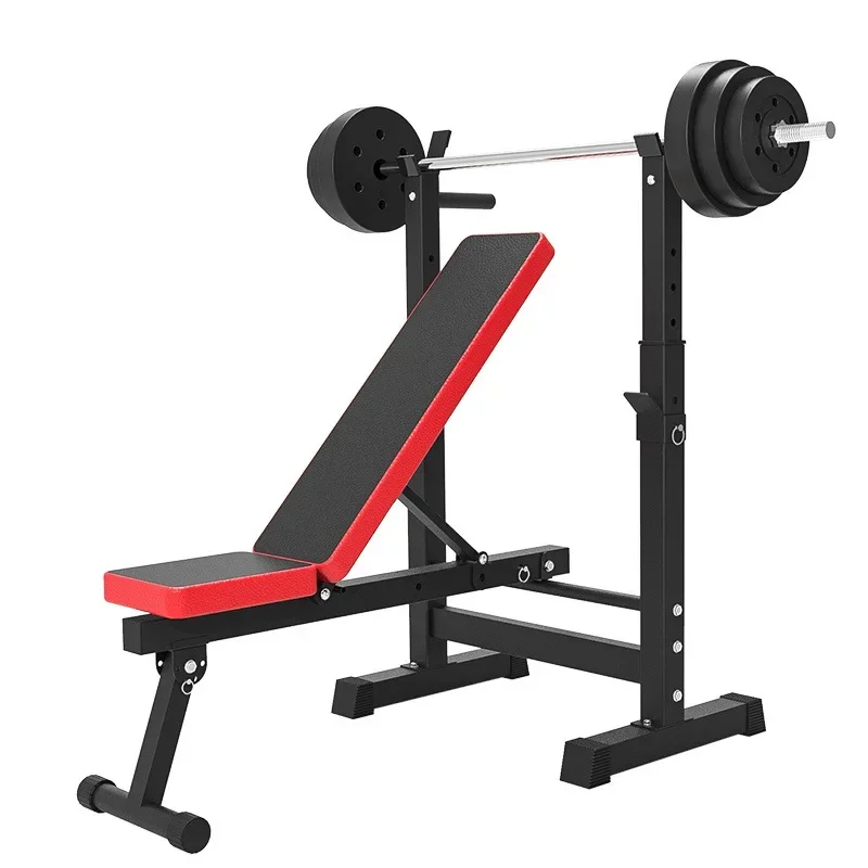 Home fitness Adjustable Weight lifting Bench foldable multi function flat barbell rack bench press