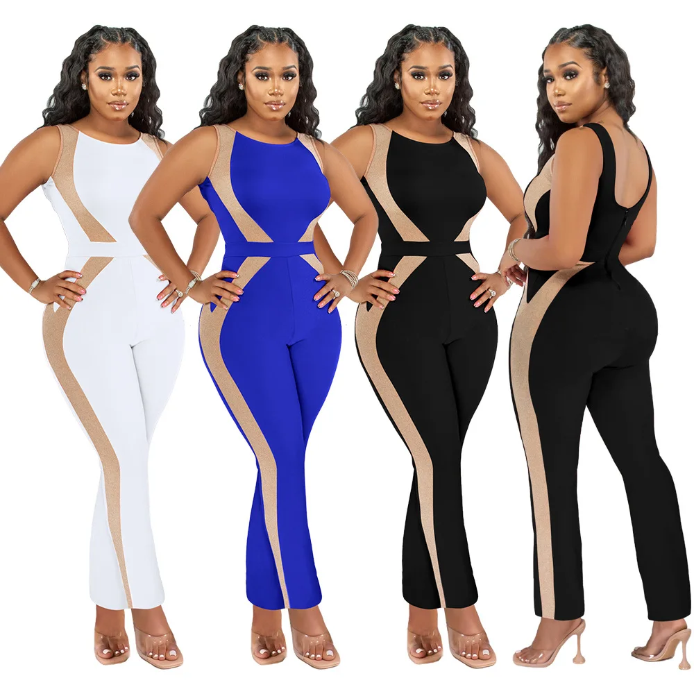 

Sporty Casual Fitness Rompers Womens Jumpsuit Sleeveless Elastic Bodycon Jumpsuits Backless Workout Overalls for Women