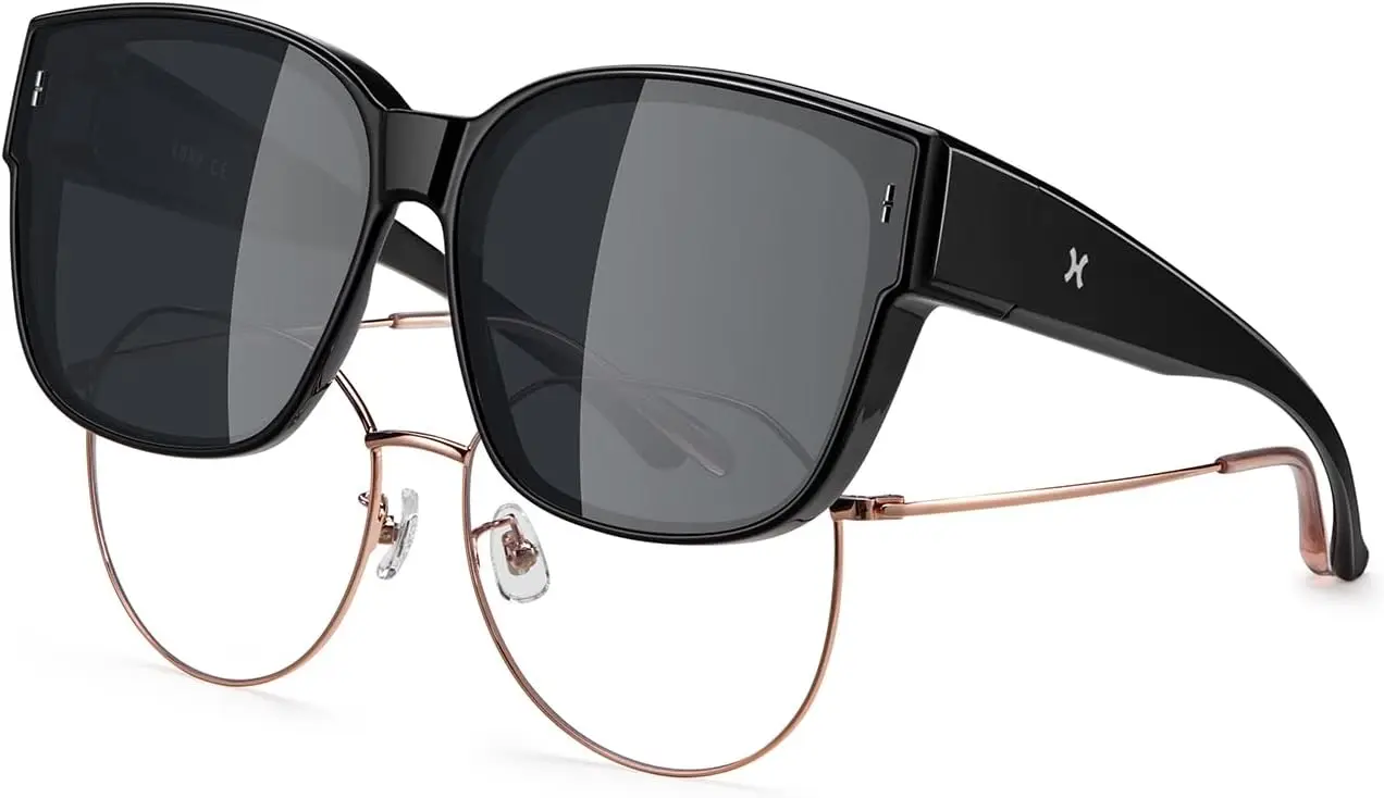 Polarized Sunglasses Over Glasses Women Men, 5.8 in Wide 2.28 in Height Oversized Sunglasses to Fit Over Glasses, UV400
